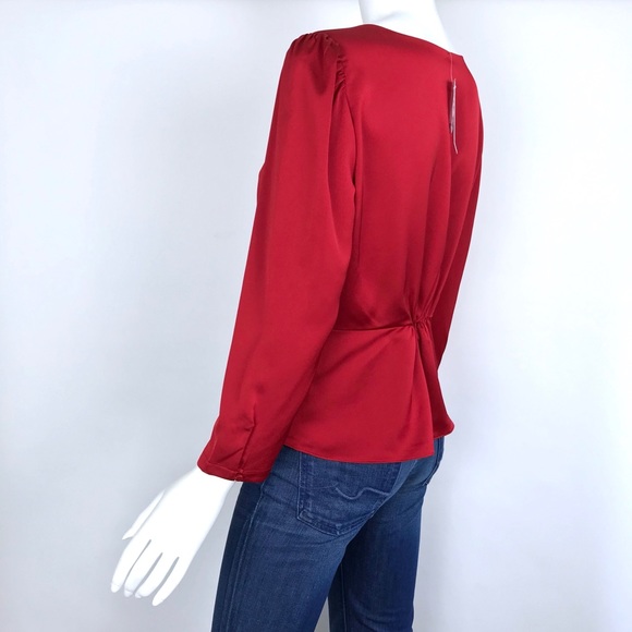 {J. Crew}Petite Long-Sleeve Peplum Satin-Crepe Top - Picture 7 of 8
